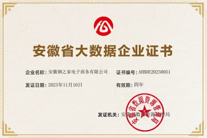 安徽省大數(shù)據(jù)企業(yè)證書